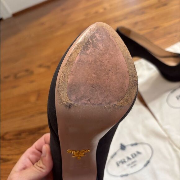 Prada Camoscio Chic Peep Toe Suede Pumps size 39 - Picture 4 of 8